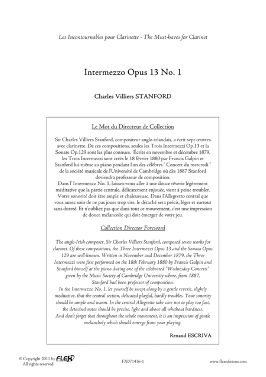 Intermezzo Opus 13 No. 1 Intermezzo Opus 13 No. 1 B-Flat Clarinet scores gallery preview page 2