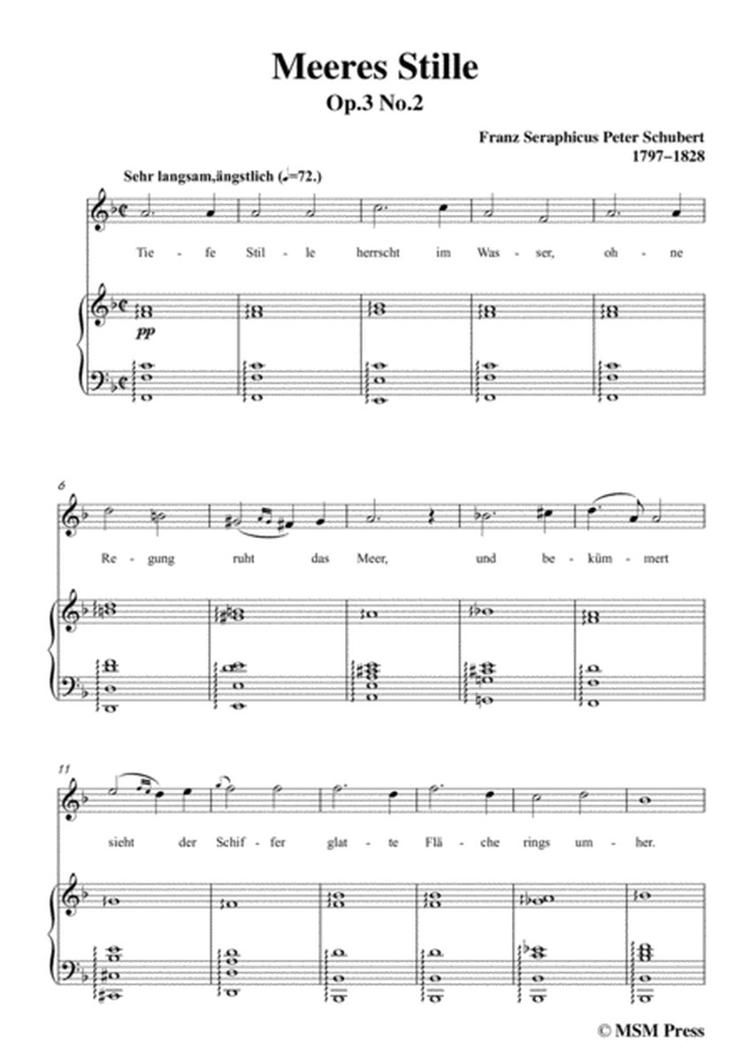 Schubert-Meeres Stille,Op.3 No.2,in F Major,for Voice&Piano image number null
