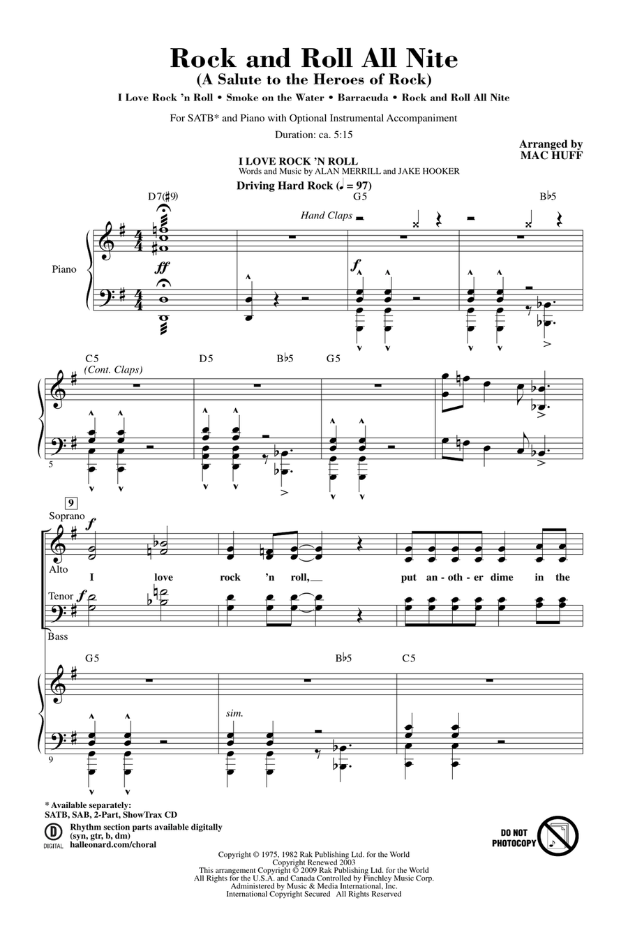 Rock And Roll All Nite (A Salute to The Heroes Of Rock) 4-Part scores gallery preview page 1