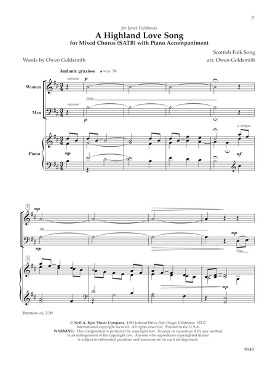 A Highland Love Song 4-Part scores gallery preview page 2