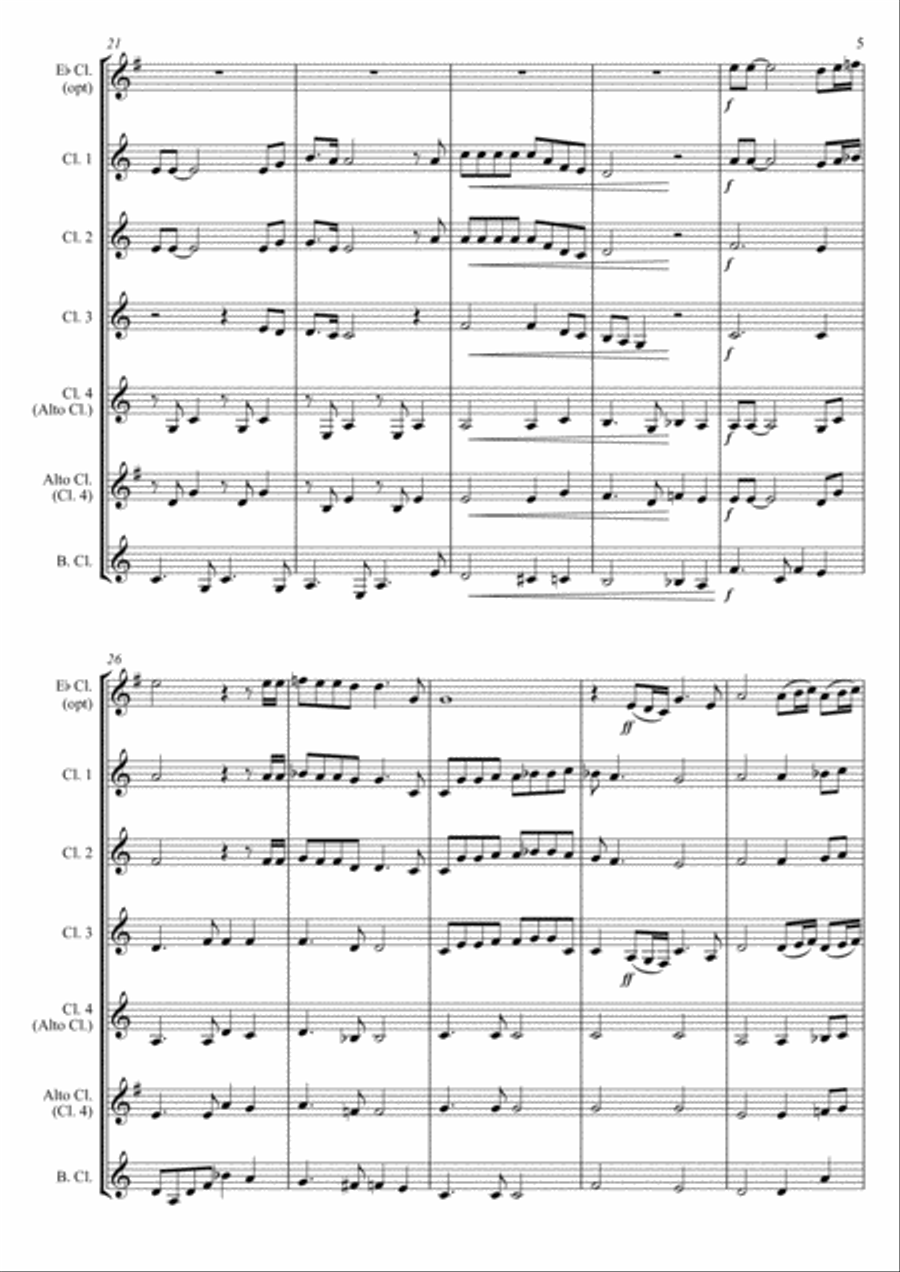 Bohemian Rhapsody Clarinet Choir scores gallery preview page 5