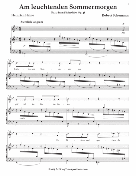 SCHUMANN: Am leuchtenden Sommermorgen, Op. 48 no. 12 (transposed to B-flat major)