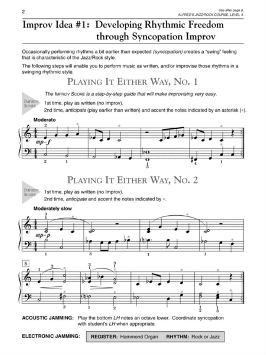Alfred's Basic Jazz/Rock Course: Improvisation, Level 4 Piano Method scores gallery preview page 3