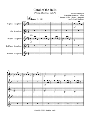 Carol of the Bells (F min) (Saxophone Quintet - 1 Sop, 1 Alto, 2 Ten, 1 Bari)