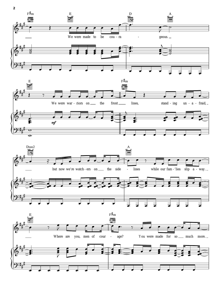 Courageous Piano, Vocal, Guitar scores gallery preview page 2