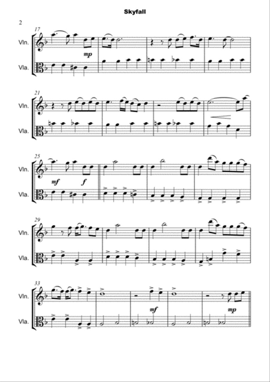 Skyfall String Duet scores gallery preview page 3