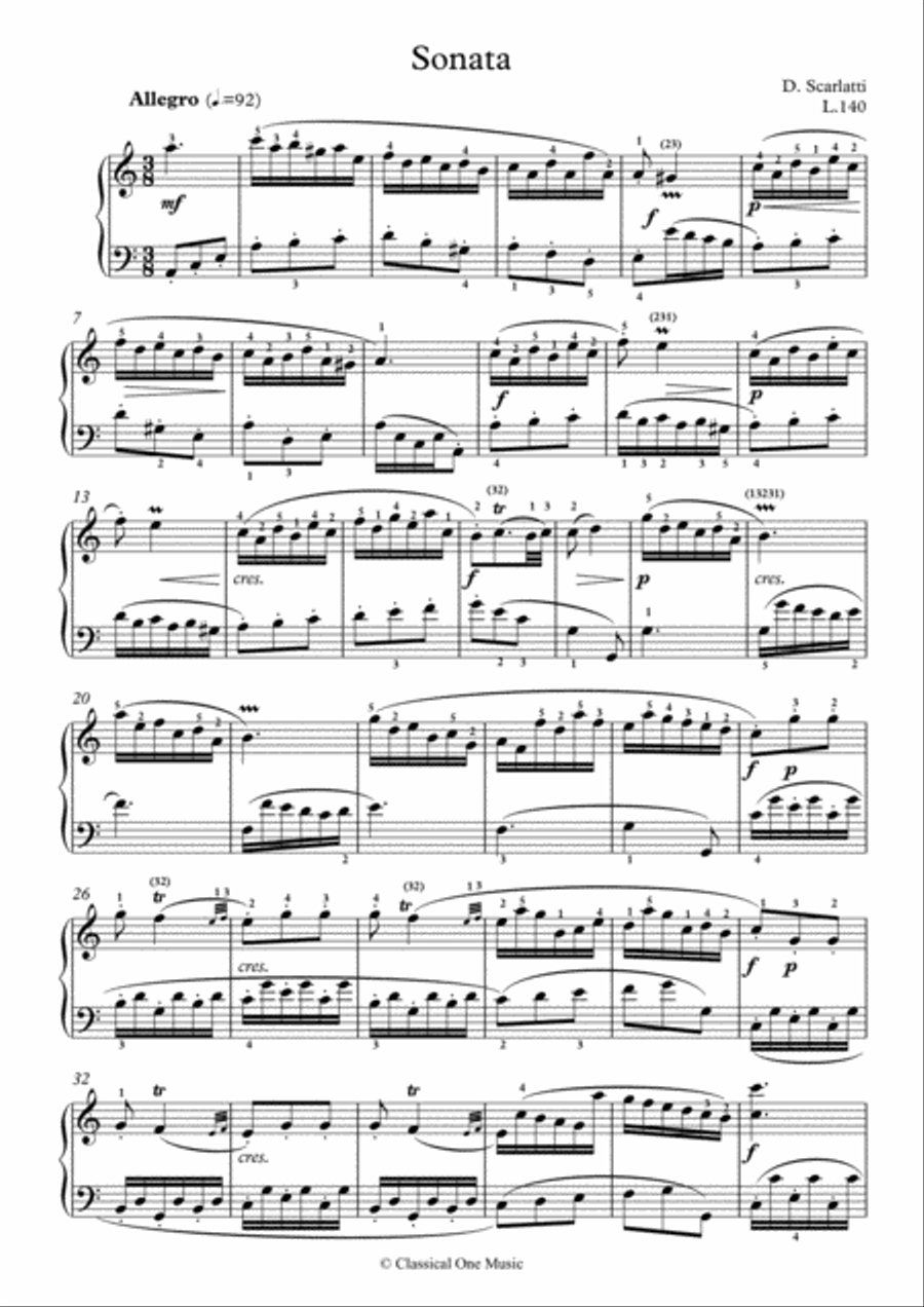 Scarlatti-Sonata in a-minor L.140 K.341(piano) Piano Solo scores gallery preview page 2