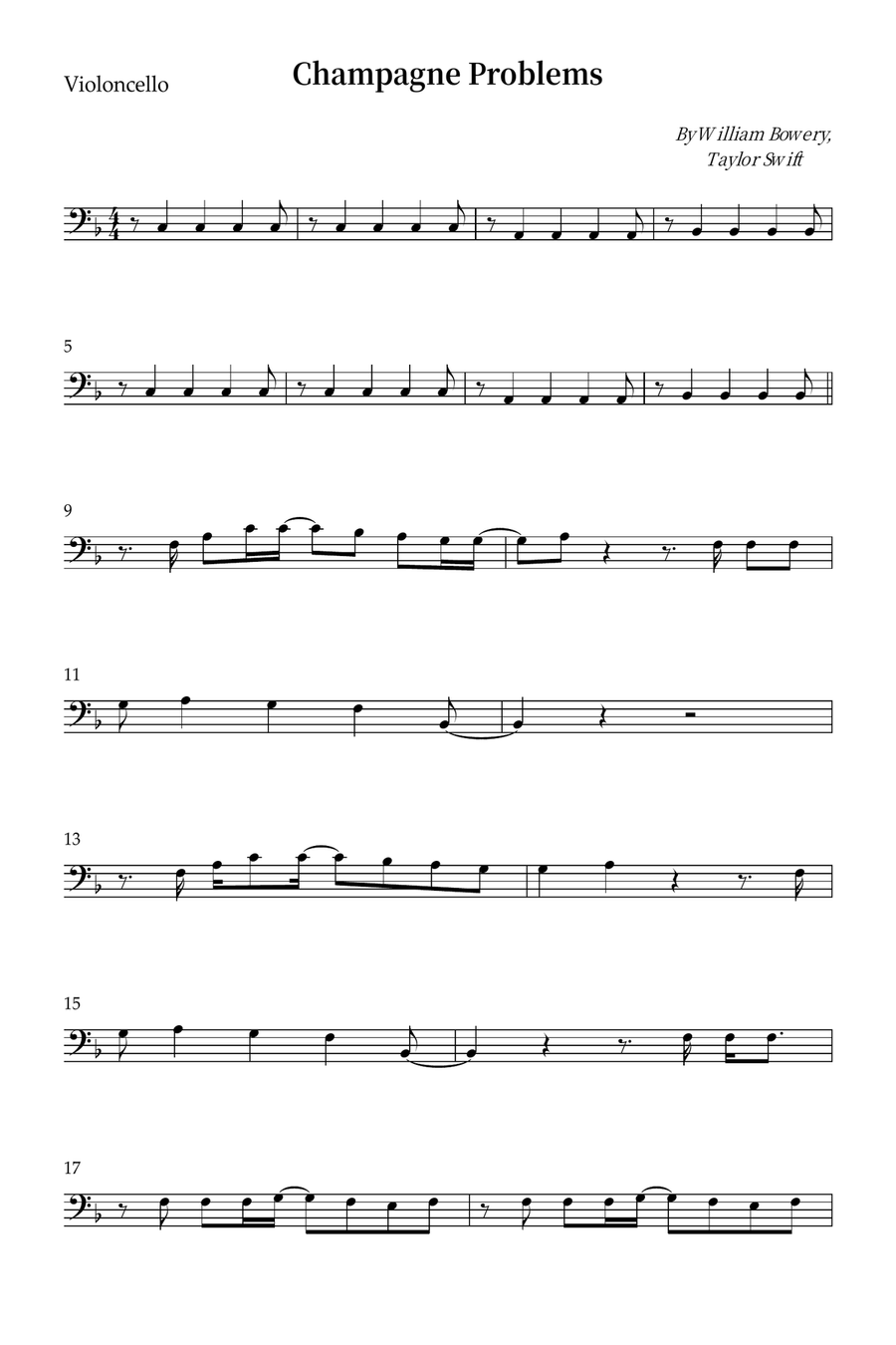 Champagne Problems Cello Solo scores gallery preview page 1
