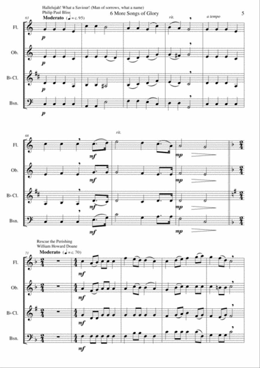 6 more Songs of Glory for wind quartet image number null