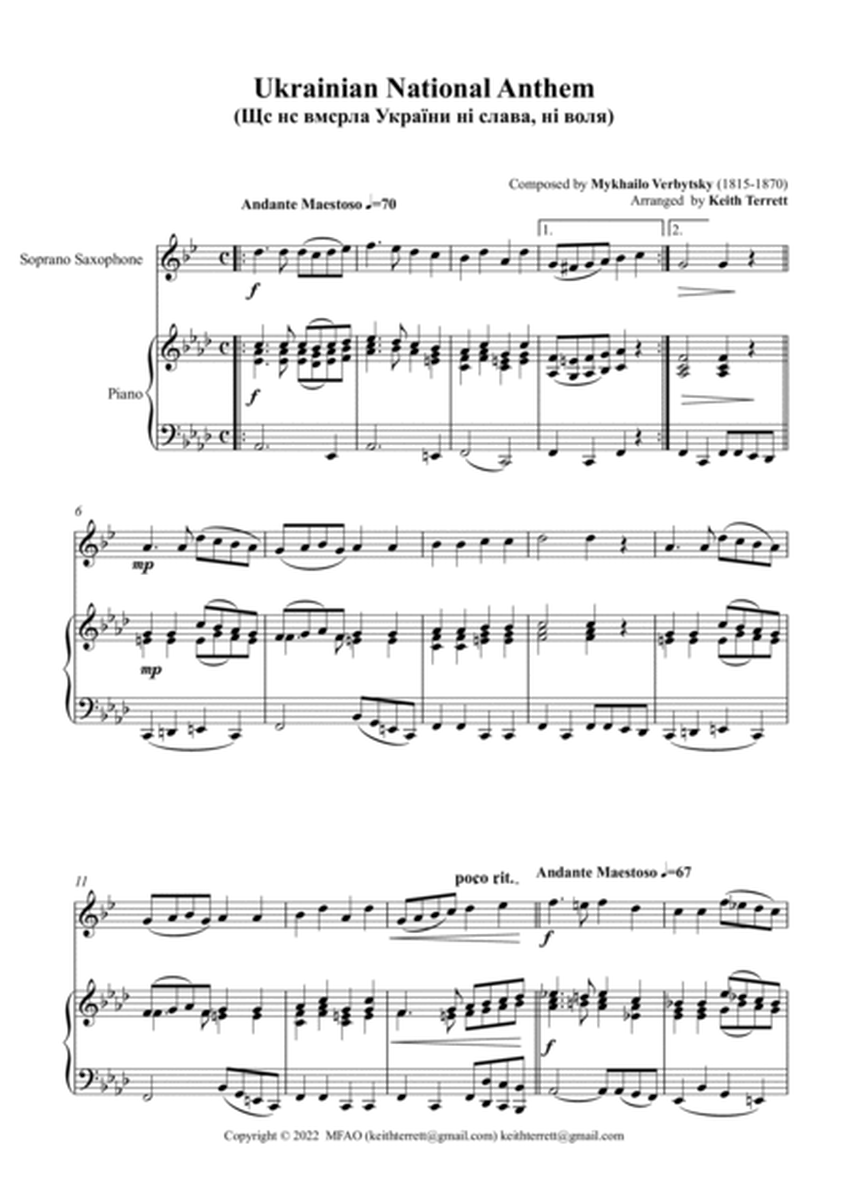 Ukrainian National Anthem for Bb Soprano Saxophone & Piano MFAO World National Anthem Series image number null