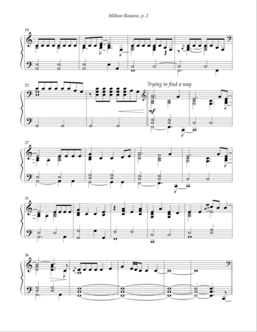 Million Reasons Piano Solo scores gallery preview page 2