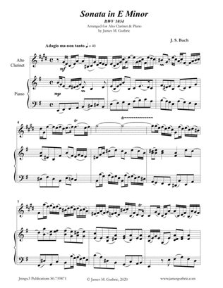 BACH: Sonata in E Minor BWV 1034 for Alto Clarinet & Piano
