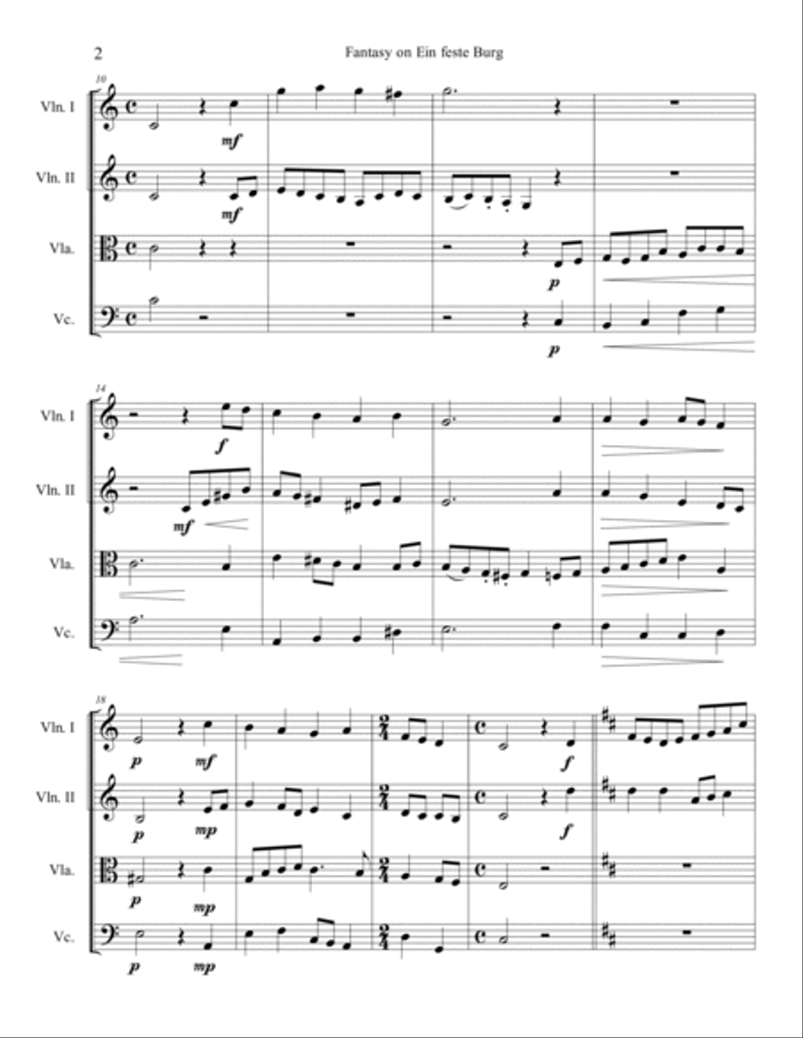Fantasy on Ein feste Burg for String Quartet String Quartet scores gallery preview page 3
