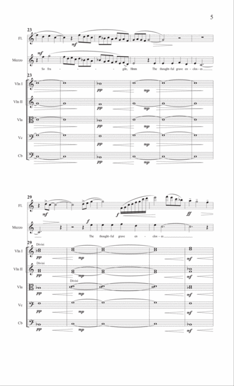 Fragile [Mezzo, Flute, String Orchestra] String Orchestra scores gallery preview page 5