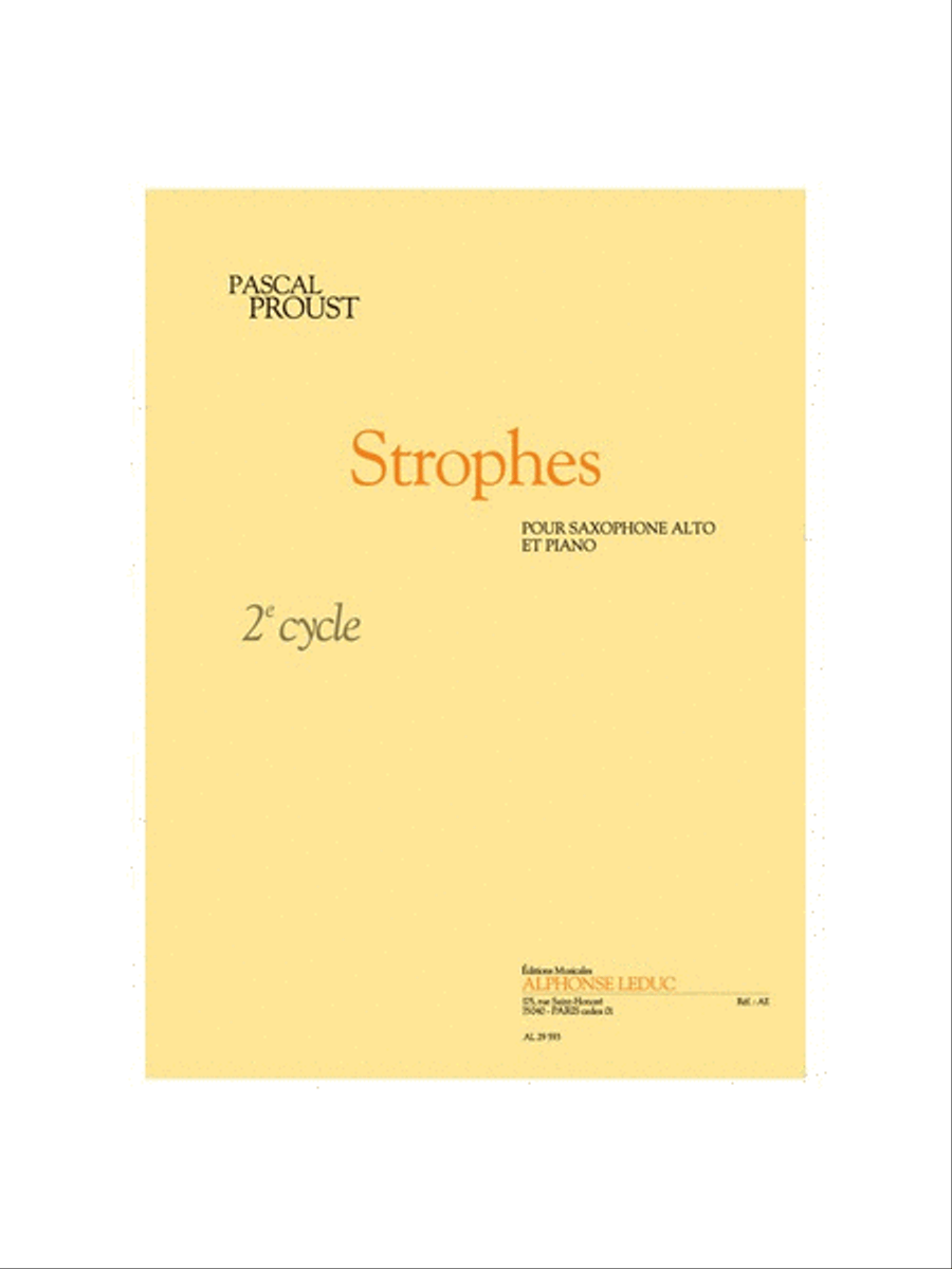 Strophes (cycle 2) Pour Saxophone Alto Et Piano