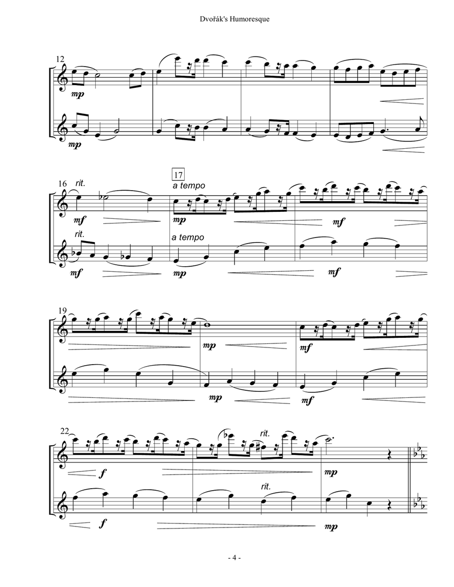 Dvorak's Humoresque - Flute Duet image number null