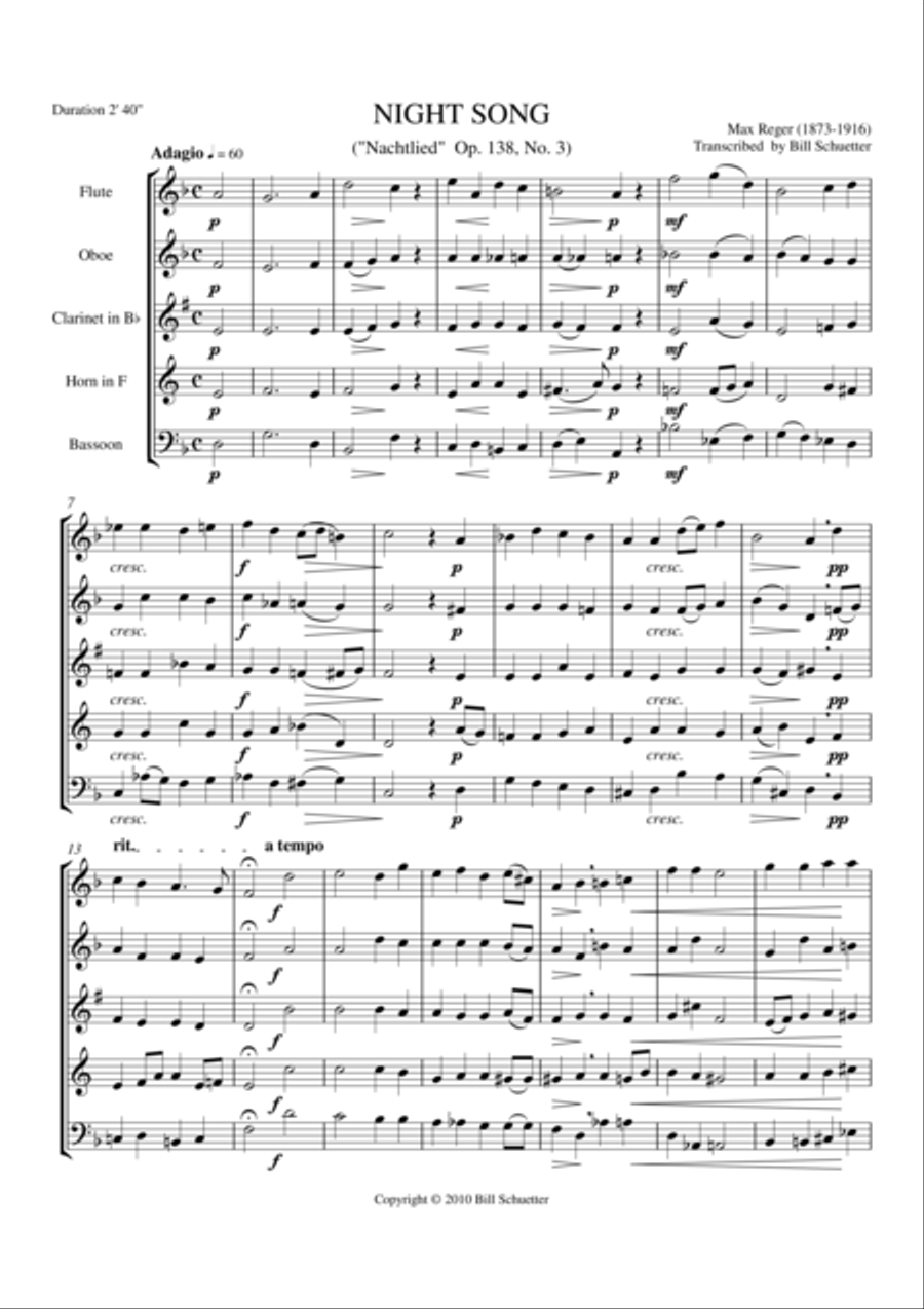 Night Song Night Song Woodwind Quintet scores gallery preview page 2