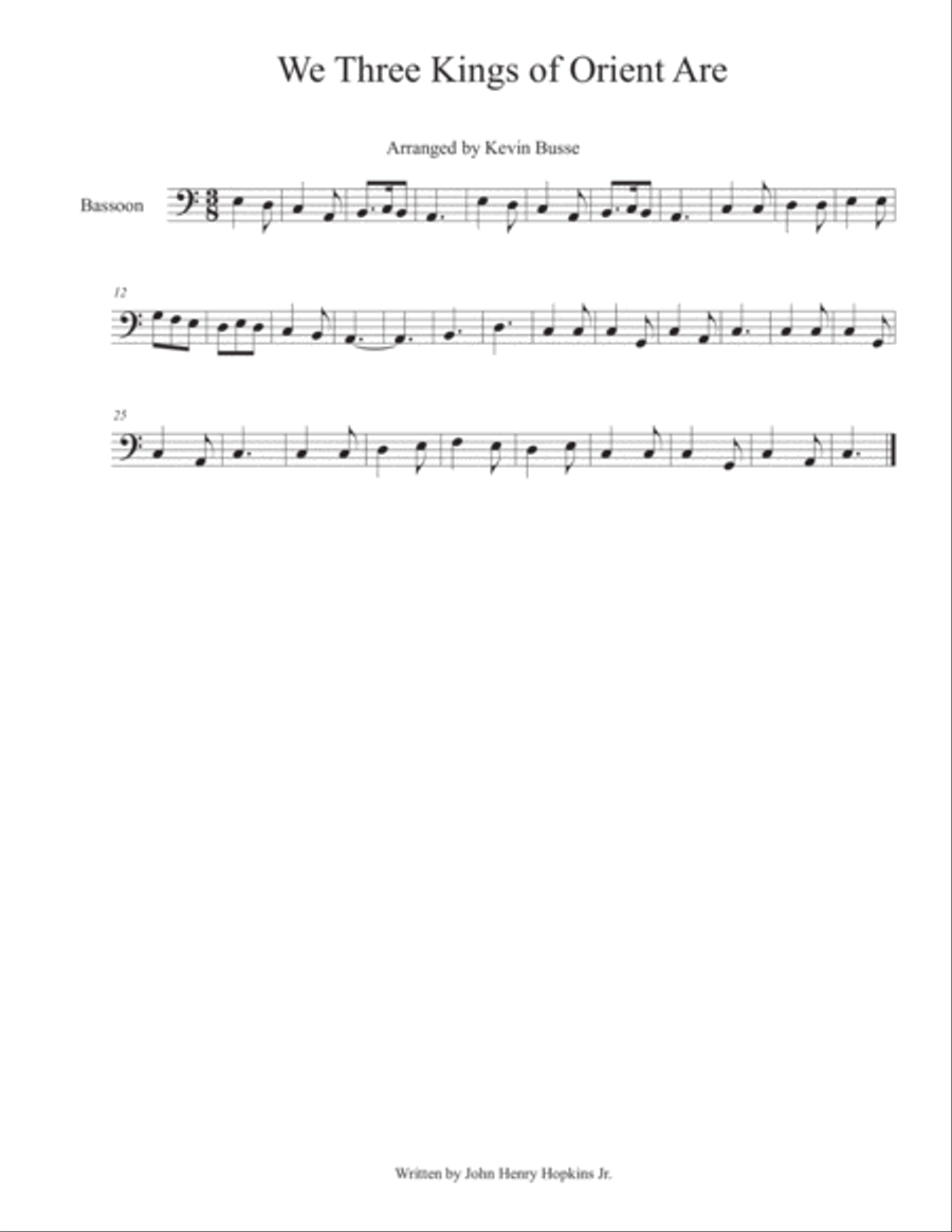 We Three Kings of Orient Are - Bassoon Bassoon Solo scores gallery preview page 1