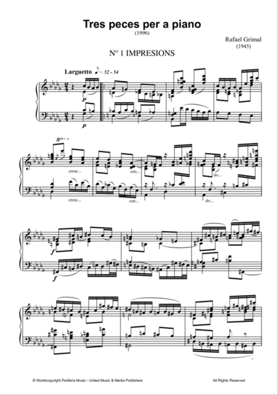 Tres peces per a piano (for Piano) Piano Solo scores gallery preview page 2