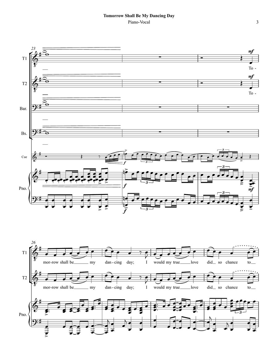 Tomorrow Shall Be My Dancing Day TTBB scores gallery preview page 3