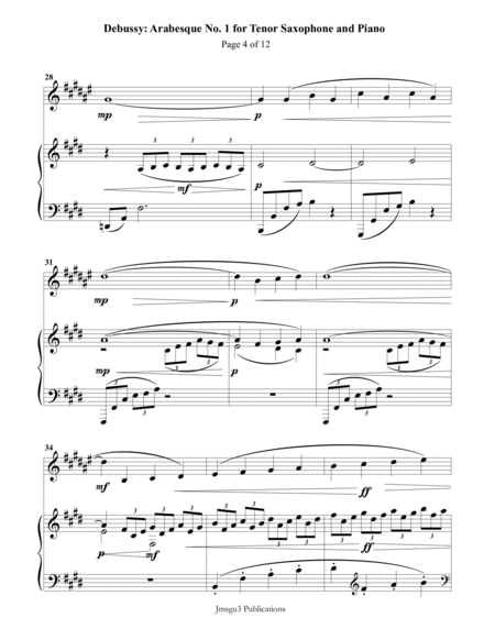 Debussy: Arabesque 1 for Tenor Sax & Piano image number null