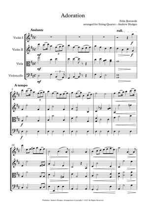 "Adoration" by Felix Borowski arranged for String Quartet