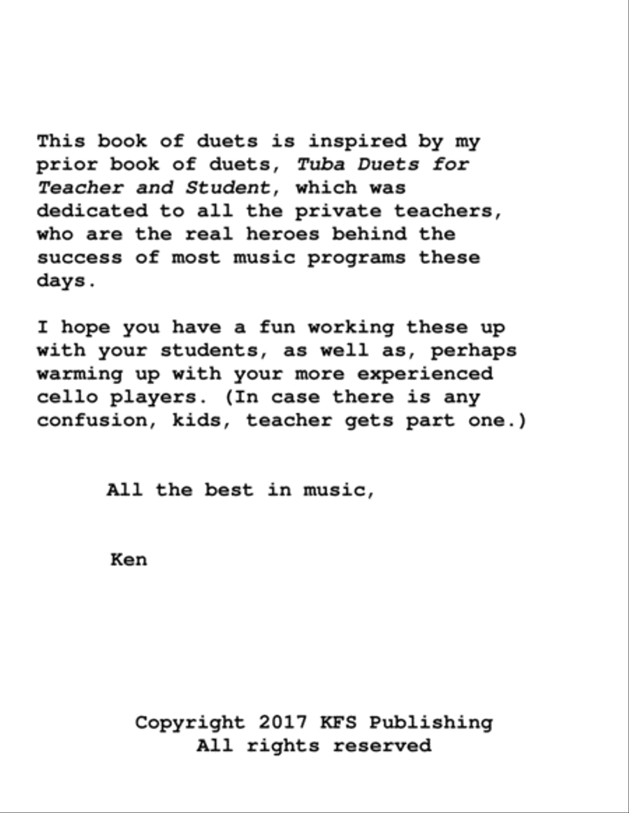 Cello Duets for Teacher and Student String Duet scores gallery preview page 1