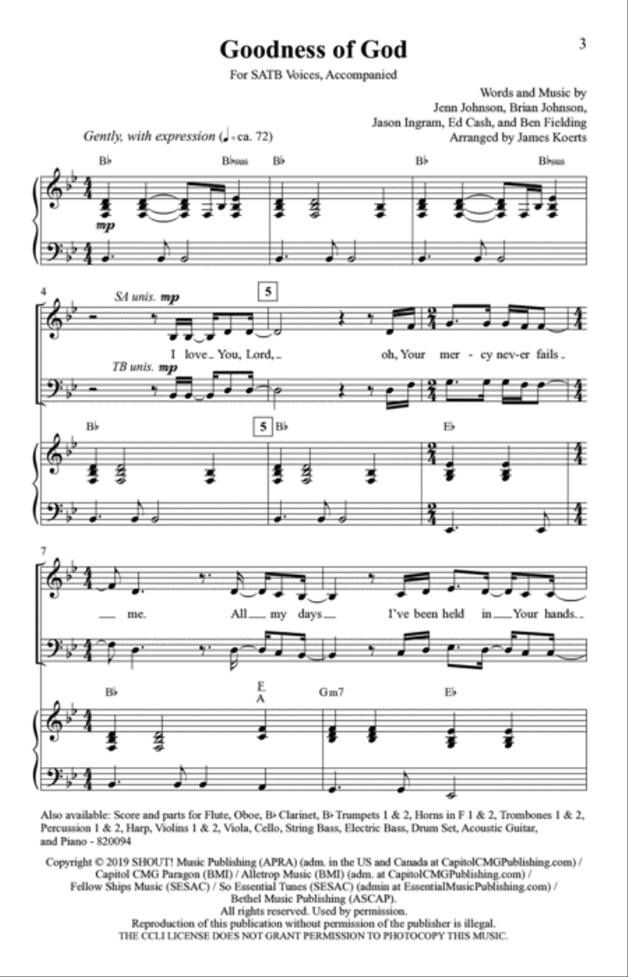 Goodness of God 4-Part scores gallery preview page 2
