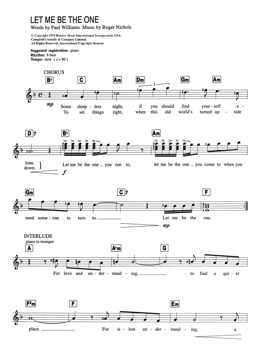 Let Me Be The One Let Me Be The One Piano Solo scores gallery preview page 1