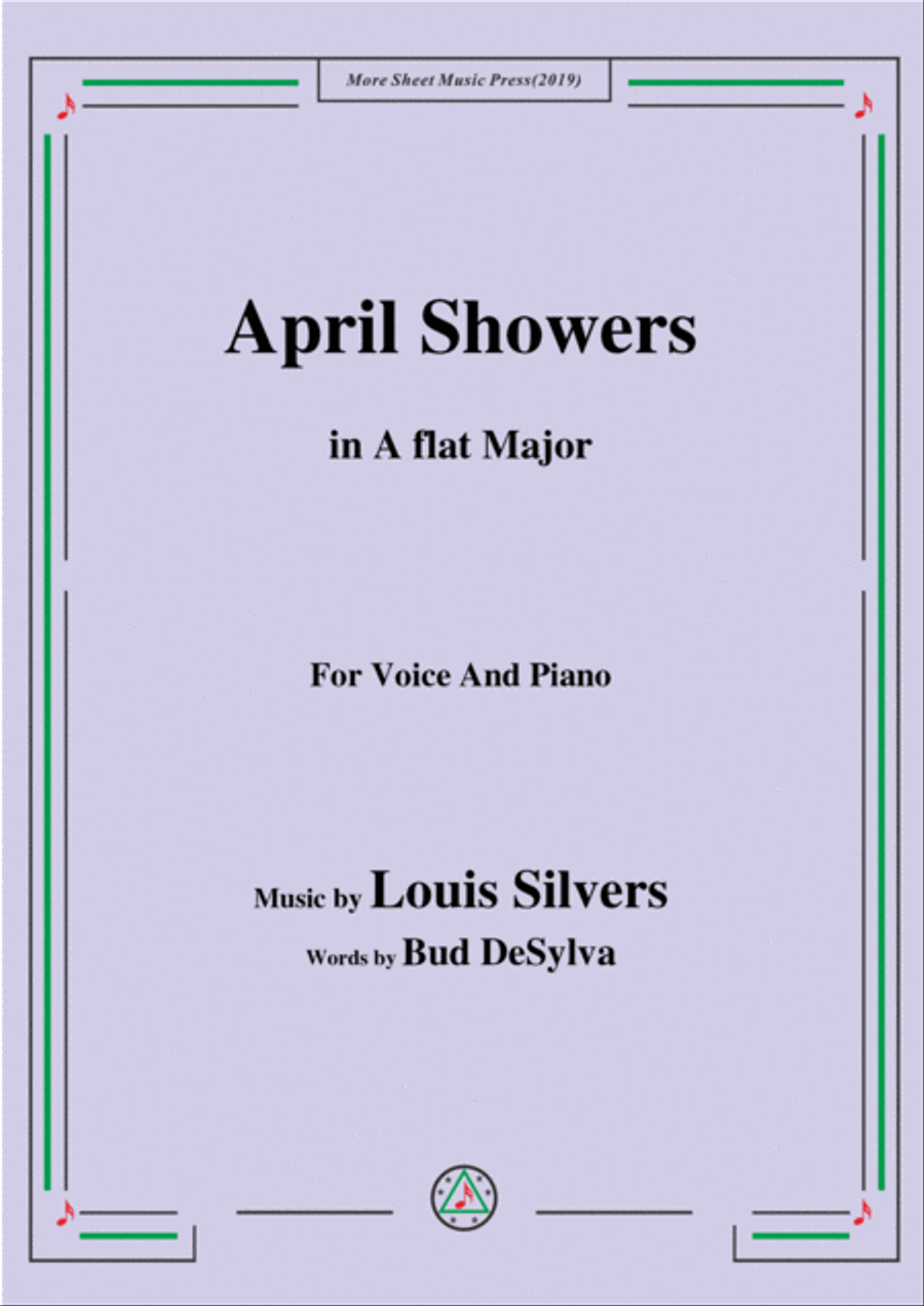 Louis Silvers-April Showers,in A flat Major,for Voice&Piano Voice scores gallery preview page 1
