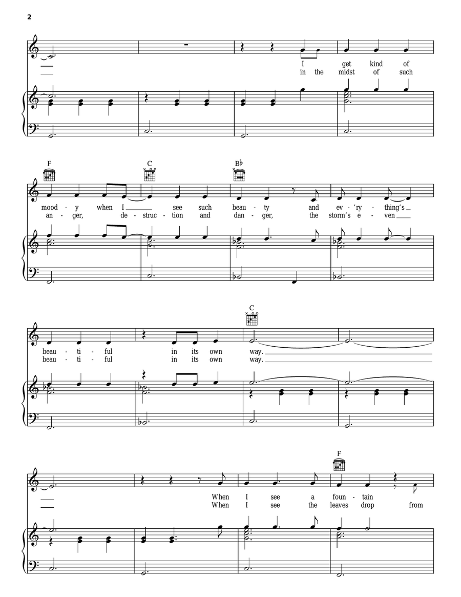 Everything's Beautiful (In Its Own Way) Piano, Vocal, Guitar scores gallery preview page 2