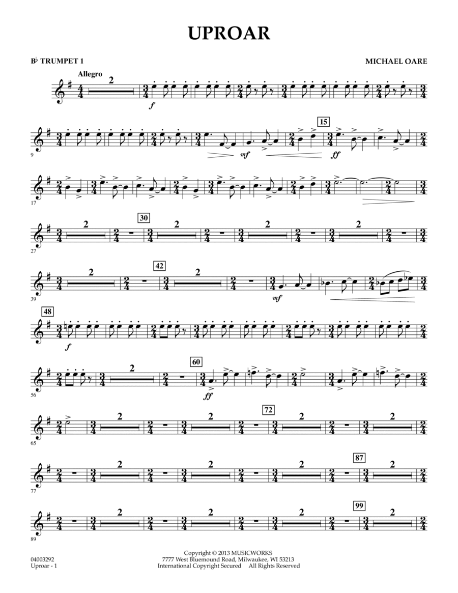 Uproar - Bb Trumpet 1 Concert Band scores gallery preview page 1