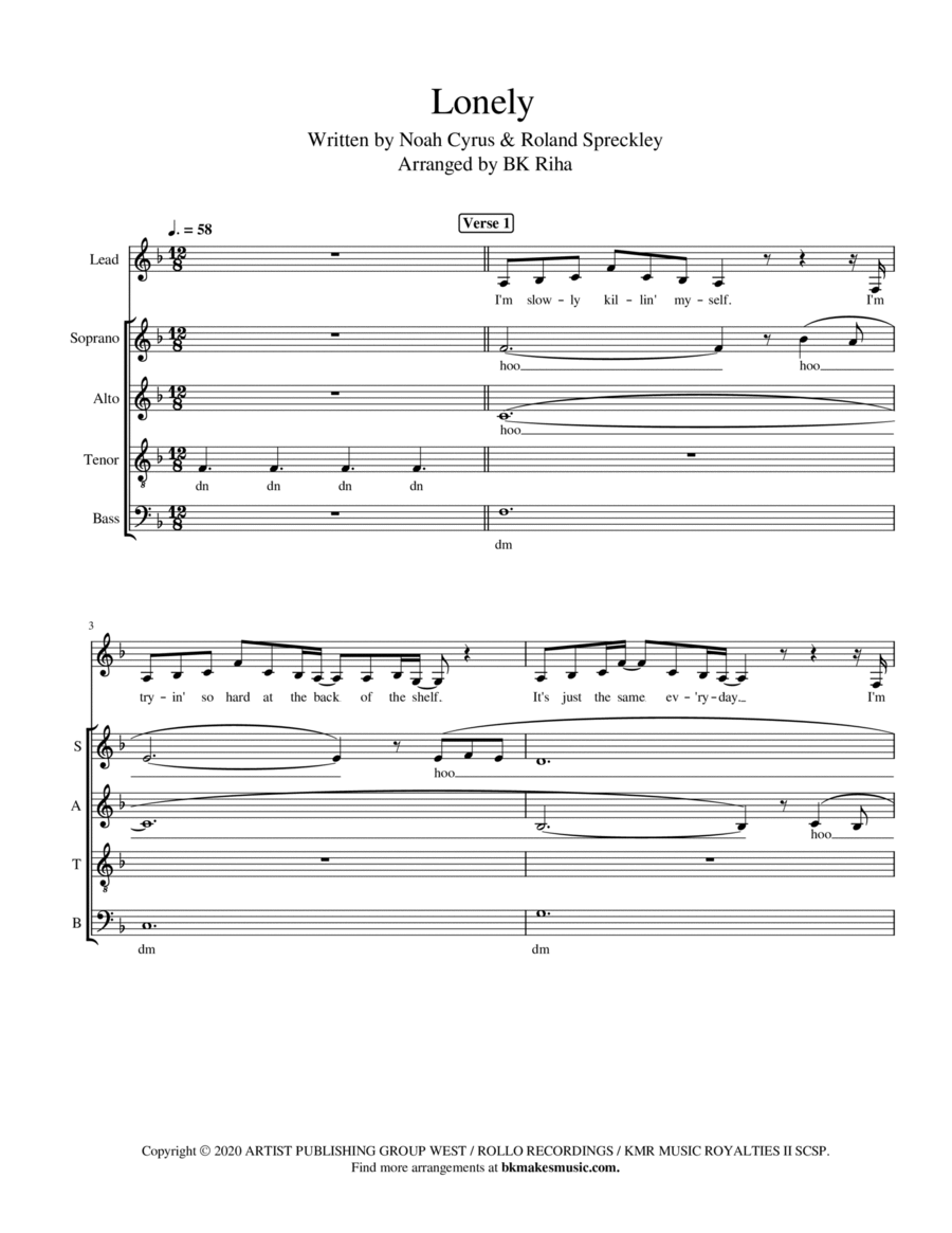 Lonely 4-Part scores gallery preview page 1