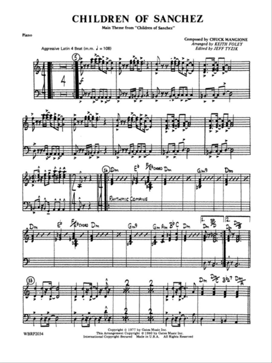 Children of Sanchez: Piano Accompaniment Jazz Ensemble scores gallery preview page 1