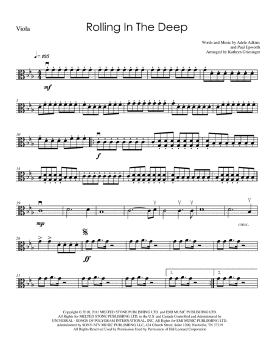 Rolling In The Deep String Quartet scores gallery preview page 5