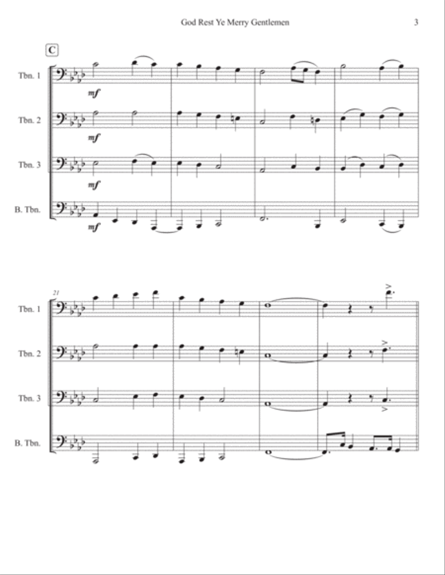 God Rest Ye Merry Gentlemen for Swinging' Trombones (Fmin) Small Ensemble scores gallery preview page 3