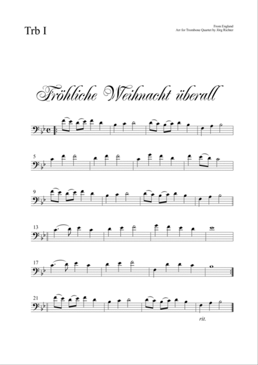 Merry Christmas everywhere (Fröhliche Weihnacht überall) for Trombone Quartet Brass Quartet scores gallery preview page 4