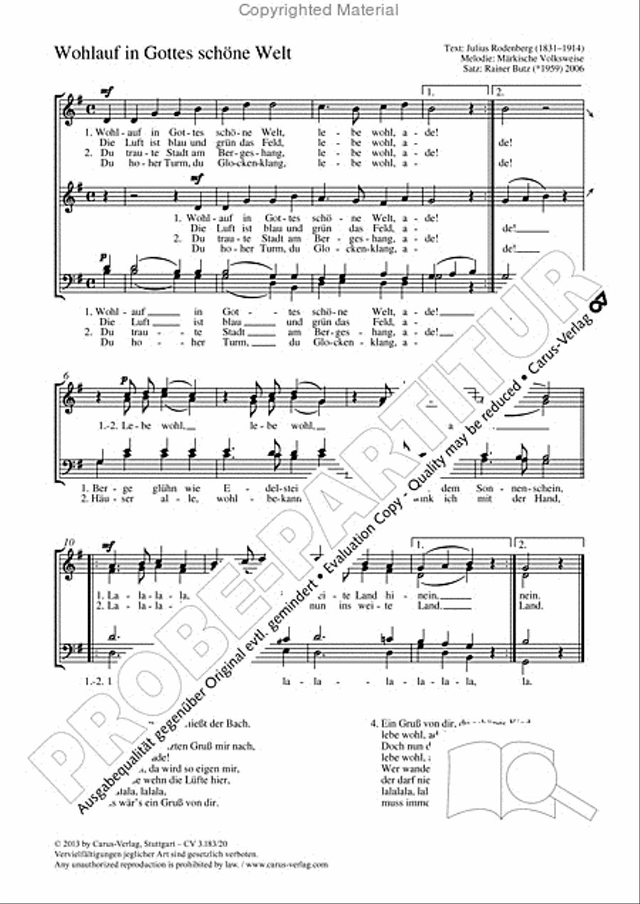 Wohlauf in Gottes schone Welt 4-Part scores gallery preview page 2
