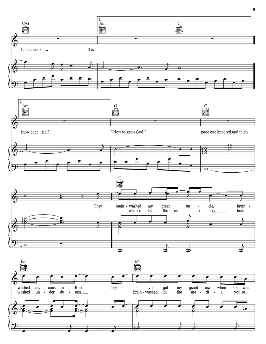 Brainwashed Brainwashed Piano, Vocal, Guitar scores gallery preview page 5