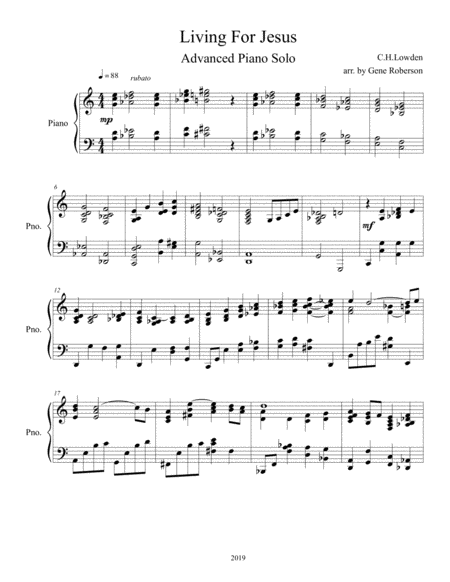 Living For Jesus (Hymn) Advanced Piano Solo