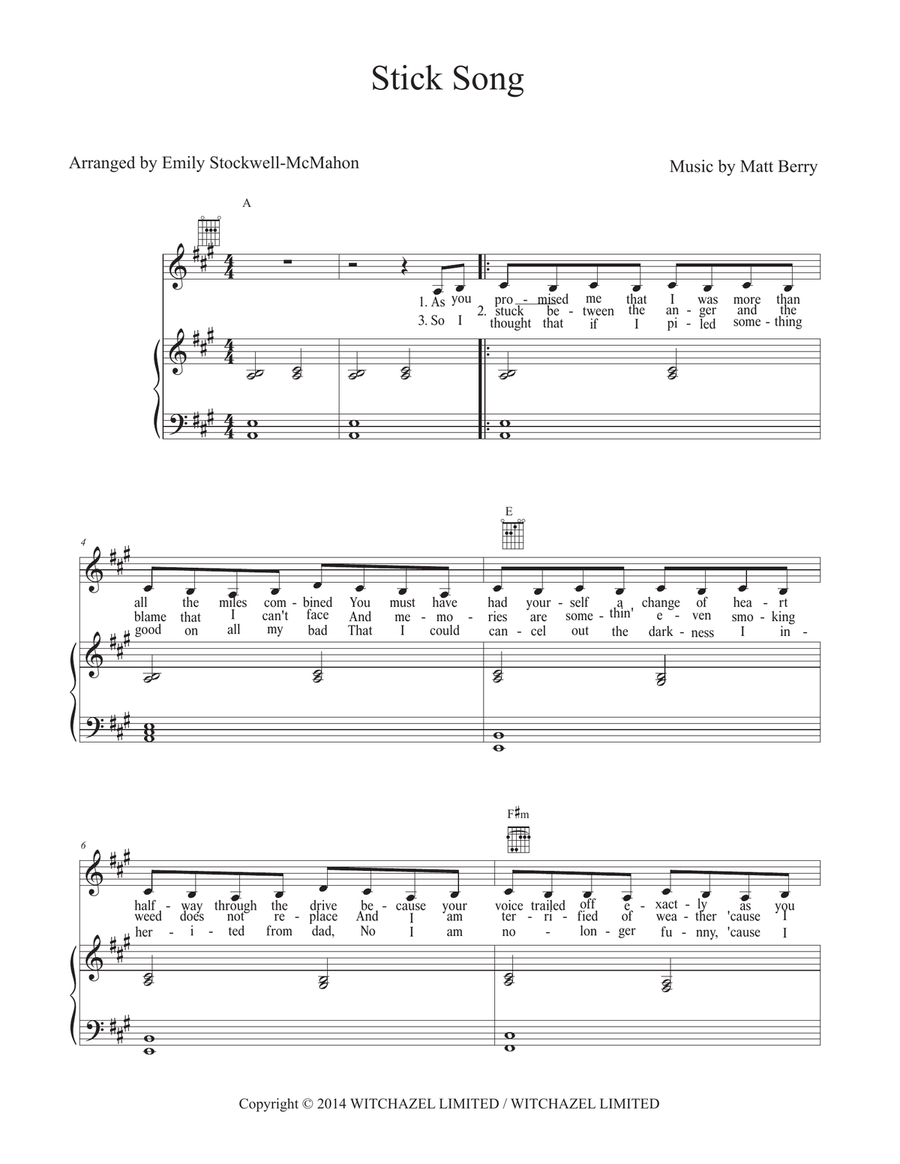 Stick Song Piano, Vocal, Guitar scores gallery preview page 2