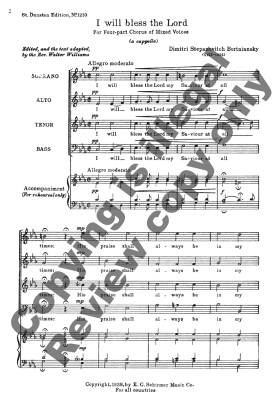 I Will Bless the Lord 4-Part scores gallery preview page 2