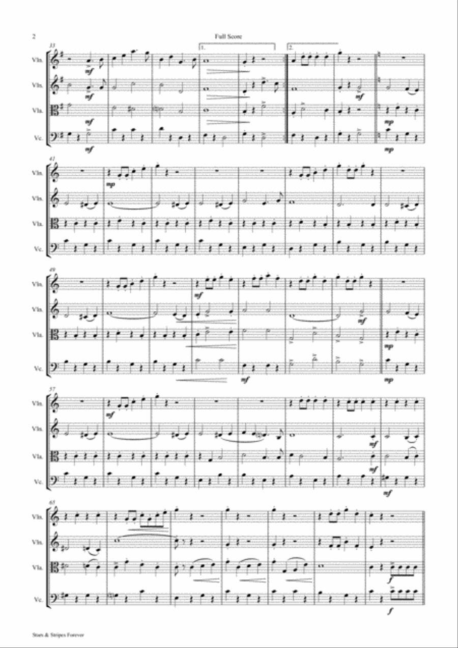 Stars and Stripes forever - Sousa - String Quartet String Quartet scores gallery preview page 3