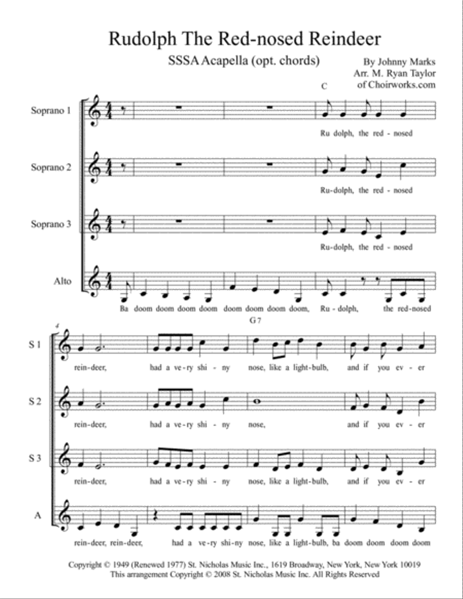 Rudolph The Red-nosed Reindeer SSA scores gallery preview page 1