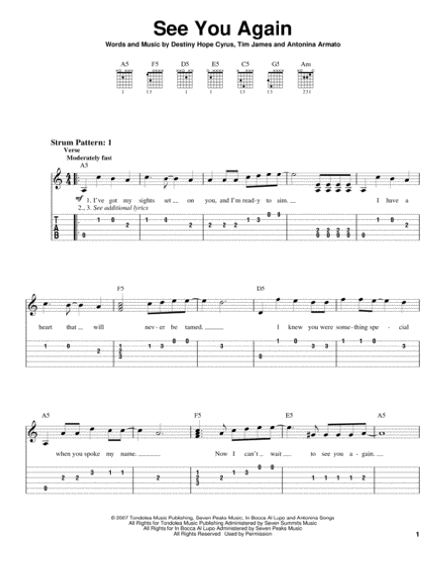 See You Again Acoustic Guitar scores gallery preview page 1