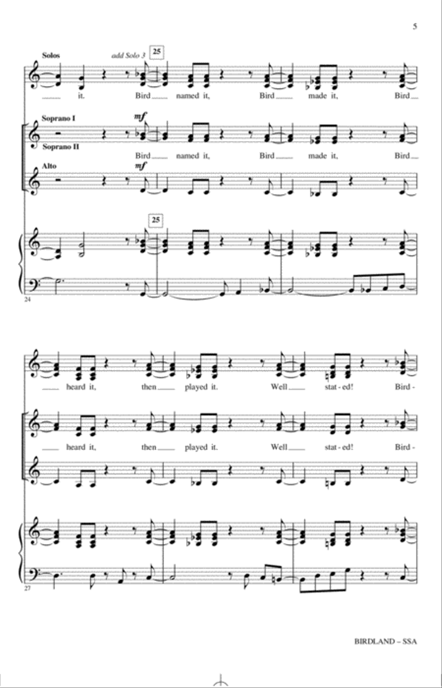 Birdland (arr. Paris Rutherford) SSA scores gallery preview page 3