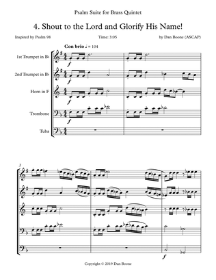 Shout to the Lord and Glorify His Name! (Psalm Suite for Brass Quintet)