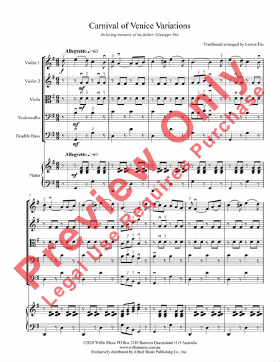 Carnival of Venice Variations String Orchestra scores gallery preview page 4