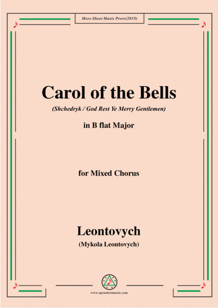 Leontovych-Carol of the Bells(Shchedryk),in B flat Major,for Mixed Chorus image number null