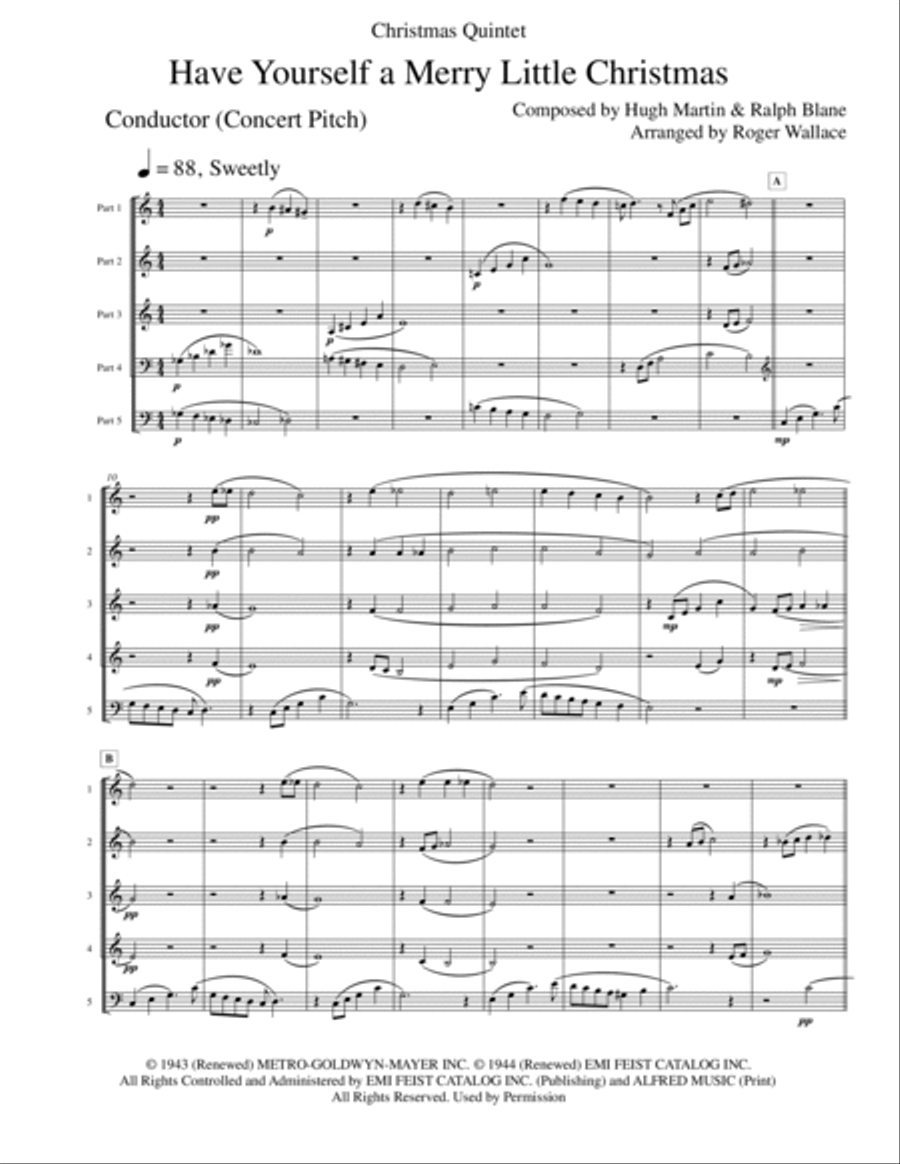 Have Yourself A Merry Little Christmas from MEET ME IN ST. LOUIS Brass Quintet scores gallery preview page 2